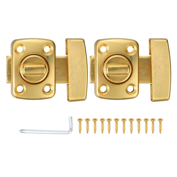 Uxcell 2 Pcs Rotate Bolt Latch, 1.6" Zinc Alloy Safety Double Sided Rotate Gate, Gold