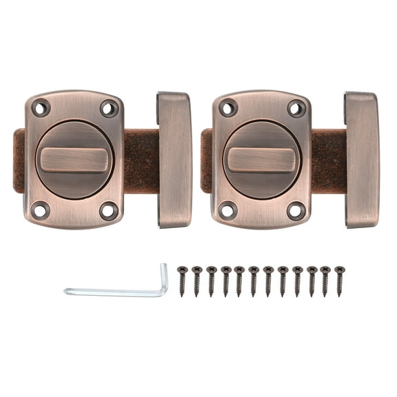 Uxcell 2 Pcs Rotate Bolt Latch, 2.2" Alloy Safety Double Sided Rotate Gate, Dark Brown