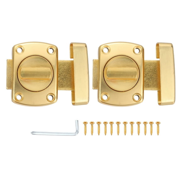 Uxcell 2 Pcs Rotate Bolt Latch, 2.2" Zinc Alloy Safety Double Sided Rotate Gate, Gold