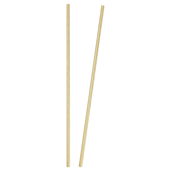 Uxcell 2 Pcs Round Brass Rods, 6mm Dia. 32cm / 12.6 Inch Length H59 Brass Bar Solid Metal Rods for DIY Crafting Jewelry Plating Repairing Science Class, Brassy