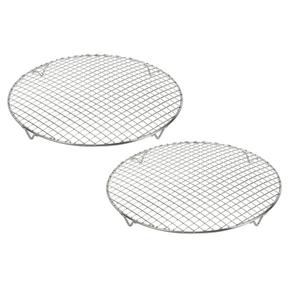 Uxcell 2 Pcs Round Cooking Rack 12 Inch Dia Stainless Steel Wire Cooling Steamer Rack for Baking Canning Cooking Roasting Cooling Grilling Drying, Silver