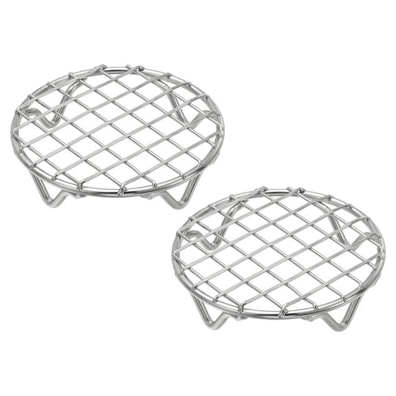 Uxcell 2 Pcs Round Cooking Rack 3.9 Inch Dia Stainless Steel Wire Cooling Steamer Rack for Baking Canning Cooking Roasting Cooling Grilling Drying, Silver