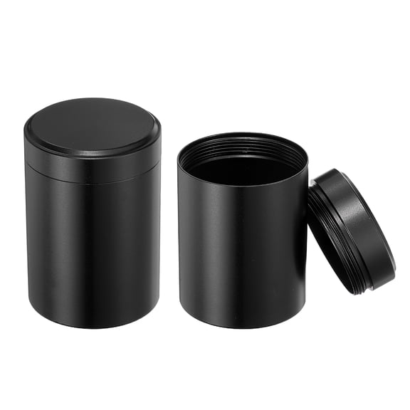 Uxcell 2 Pcs Round Tea Canisters, 2.6" x 1.8" Portable Storage Jar Airtight Metal Tea Containers with Lids for Storing Coffee Beans Cookies Spices Candies Candles DIY, Black
