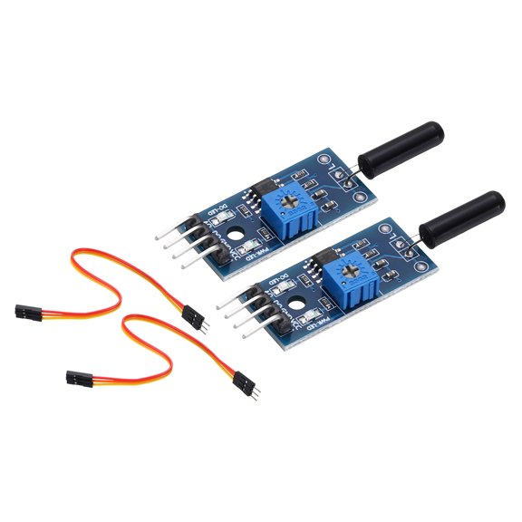 Uxcell 2 Pcs SW-18010P Vibration Sensor Module, 3.3-5V High Sensitivity Spring Electronic Sensor Switch with Jump Wire for Electronic Component Current Circuit, Black/Blue