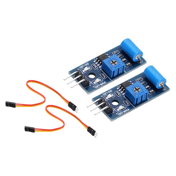 Uxcell 2 Pcs SW-420 Vibration Sensor Module, 3.3-5V Motion Switch Alarm Sensor with Jump Wire for Motorcycle, Security Alarm, Car, DIY Electronic Current Circuit, Blue