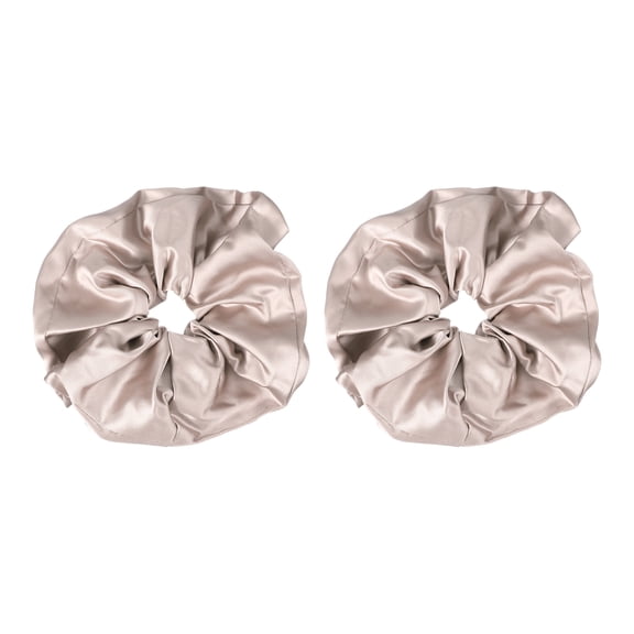 Uxcell 2 Pcs Satin Hair Scrunchies, Solid Hair Ties Soft Fabric Scrunchies Ponytail Holders for Women Girls Different Hairstyles, Wedding Party Gifts, Champagne Pink