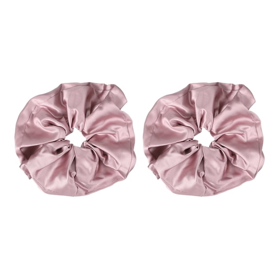 Uxcell 2 Pcs Satin Hair Scrunchies, Solid Hair Ties Soft Fabric Scrunchies Ponytail Holders for Women Girls Different Hairstyles, Wedding Party Gifts, Rose Pink