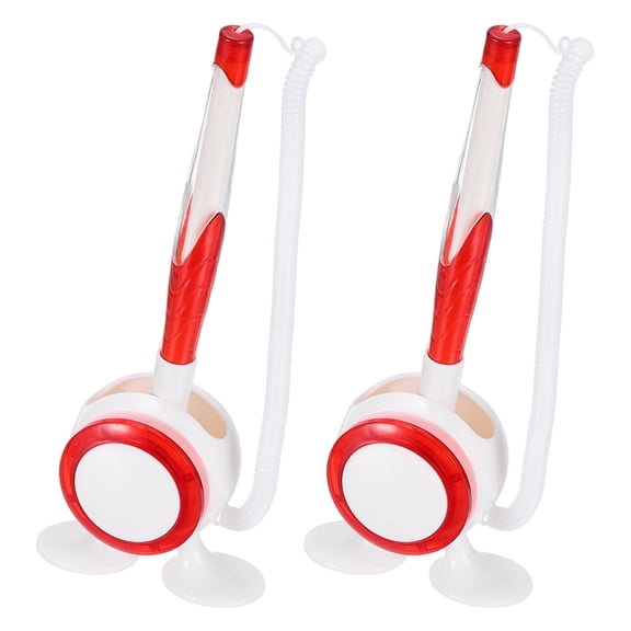 Uxcell 2 Pcs Secure Counter Pen with Adhesive Base and Chain, Reception Desk Pens Desktop Signing Pens, Blue Ink for Business Office Bank Hotel Cafes Desktop Cheque, Red