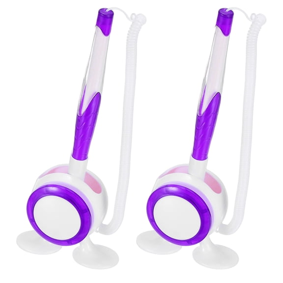 Uxcell 2 Pcs Secure Counter Pen with Adhesive Base and Chain, Reception Desk Pens Desktop Signing Pens, Blue Ink for Business Office Bank Hotel Cafes Desktop Cheque, Purple