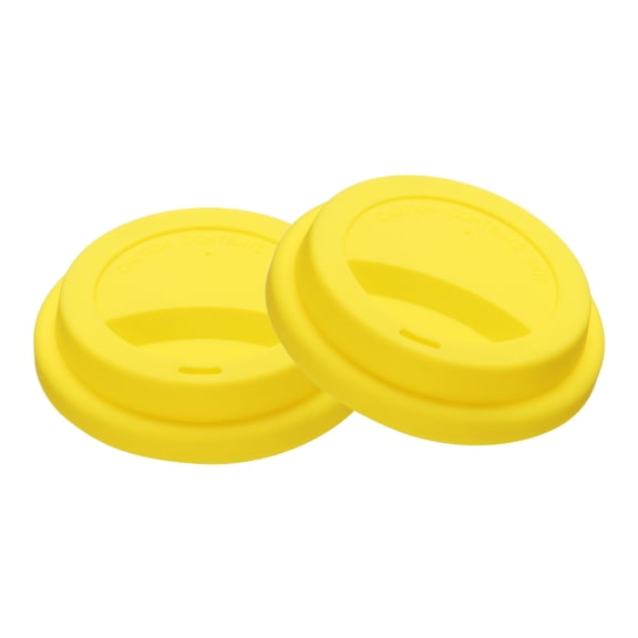 Uxcell 2 Pcs Silicone Cup Lids for Glass Cup, 3" ID 3.7" OD Silicone Coffee Cup Mug Lid Reusable Fit for 9cm/3.5" Dia Water Coffee Tumbler Cups, Yellow