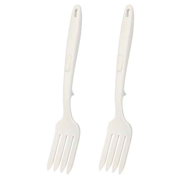 Uxcell 2 Pcs Silicone Flexible Forks, Heat-Resistant Cooking Fork Multifunctional Nonstick Blending Spork for Kitchen Mix Ingredients, Mash Food, Whisk Eggs, White