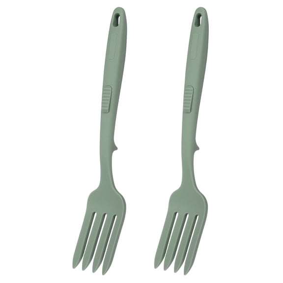 Uxcell 2 Pcs Silicone Flexible Forks, Heat-Resistant Cooking Fork Multifunctional Nonstick Blending Spork for Kitchen Mix Ingredients, Mash Food, Whisk Eggs, Gray Green