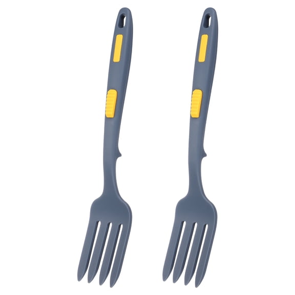 Uxcell 2 Pcs Silicone Flexible Forks, Heat-Resistant Cooking Fork Multifunctional Nonstick Blending Spork for Kitchen Mix Ingredients, Mash Food, Whisk Eggs, Dark Blue Yellow
