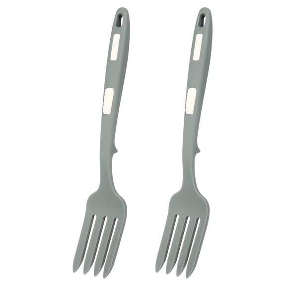 Uxcell 2 Pcs Silicone Flexible Forks, Heat-Resistant Cooking Fork Multifunctional Nonstick Blending Spork for Kitchen Mix Ingredients, Mash Food, Whisk Eggs, Gray Green White