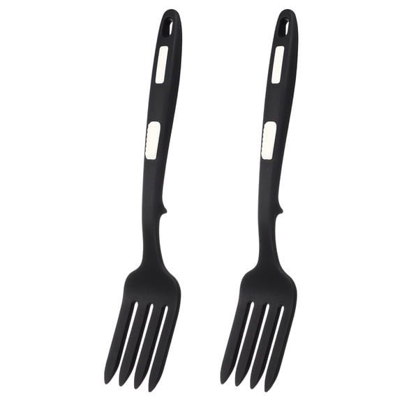 Uxcell 2 Pcs Silicone Flexible Forks, Heat-Resistant Cooking Fork Multifunctional Nonstick Blending Spork for Kitchen Mix Ingredients, Mash Food, Whisk Eggs, Black White