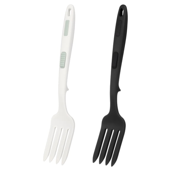 Uxcell 2 Pcs Silicone Flexible Forks, Heat-Resistant Cooking Fork Multifunctional Nonstick Blending Spork for Kitchen Mix Ingredients, Mash Food, Whisk Eggs, Black/White Green