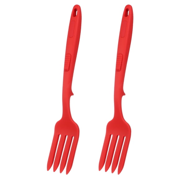 Uxcell 2 Pcs Silicone Flexible Forks, Heat-Resistant Cooking Fork Multifunctional Nonstick Blending Spork for Kitchen Mix Ingredients, Mash Food, Whisk Eggs, Red