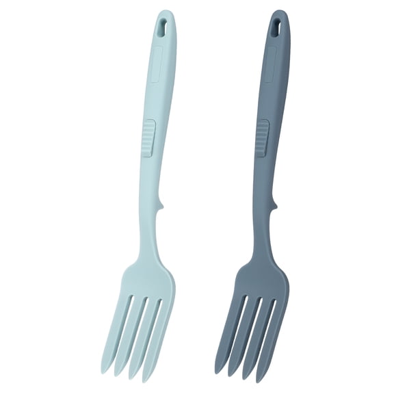 Uxcell 2 Pcs Silicone Flexible Forks, Heat-Resistant Cooking Fork Multifunctional Nonstick Blending Spork for Kitchen Mix Ingredients, Mash Food, Whisk Eggs, Lake Blue/Dark Blue