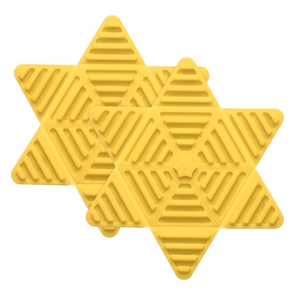Uxcell 2 Pcs Silicone Trivet Mat, 6.3 Inch Foldable Trivets for Hot Pots and Pans, Heat Resistant Trivet Holders for Hot Dishes Cups Kitchen Countertop Tabletop, Yellow (Hexagon Star)