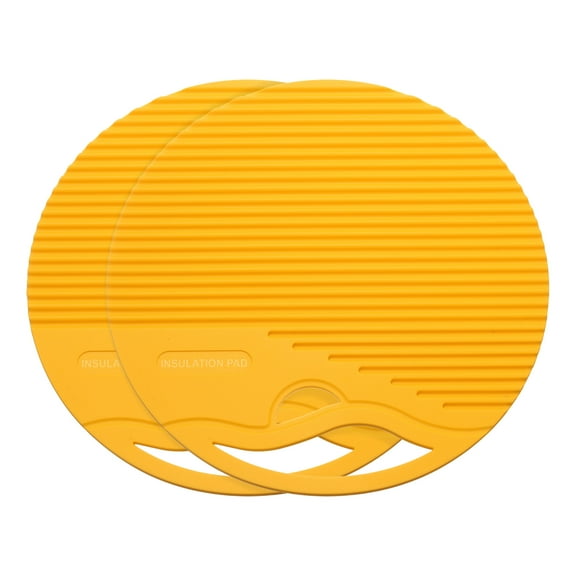 Uxcell 2 Pcs Silicone Trivet Mat, 8 Inch Round Trivets for Hot Pots and Pans Multi-Purpose Heat Resistant Trivet Holders for Pots & Hot Dish, Countertops, Coasters, Yellow