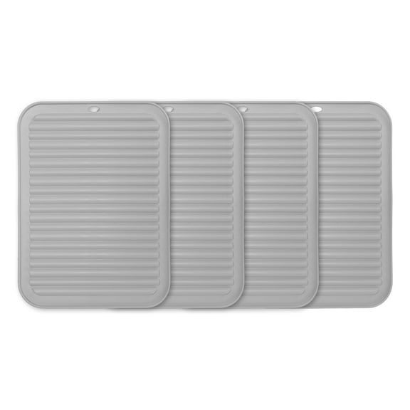 Uxcell 4 Pcs Silicone Trivets for Hot Pots and Pans, 12x9" Heat Resistant Trivet Mats Multi-Purpose Trivet Holders for Pots & Hot Dish, Countertops, Coasters, Grey