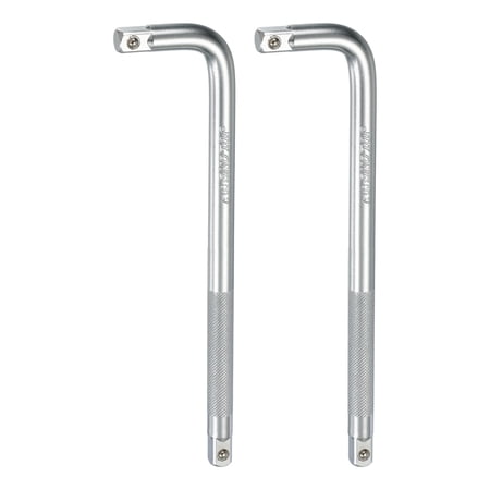 Uxcell 2 Pcs Socket Breaker Bar 1/2" Drive 14" Long 50BV30 Alloy Steel L-Shape Extension Bar Axle Nut Socket Wrench Hand Tool for Car Mechanical Equipment Repair, Matte Silver