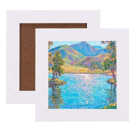 Uxcell 2 Pcs Square Picture Frame, 4x4 Inch Solid MDF Wood Picture Frame with Hook for Wall Hanging or Tabletop Display for Home Office Bedroom Decor, White