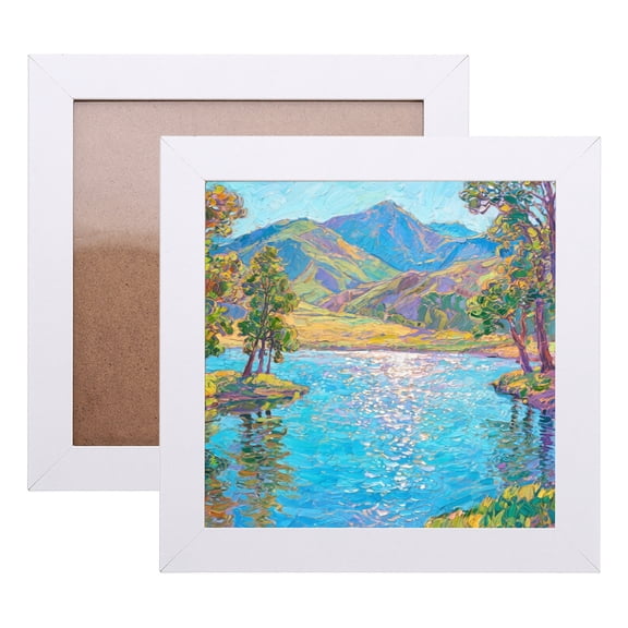 Uxcell 2 Pcs Square Picture Frame, 6x6 Inch Solid MDF Wood Picture Frame with Hook for Wall Hanging or Tabletop Display for Home Office Bedroom Decor, White