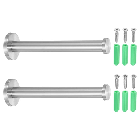 Uxcell 2 Pcs Stainless Steel Bathroom Towel Hooks, 6x0.7 Inch Heavy Duty Robe Coat Hooks Round Wall Mounted Hook with Screws for Bedroom Kitchen Closet Cabinet, Silver