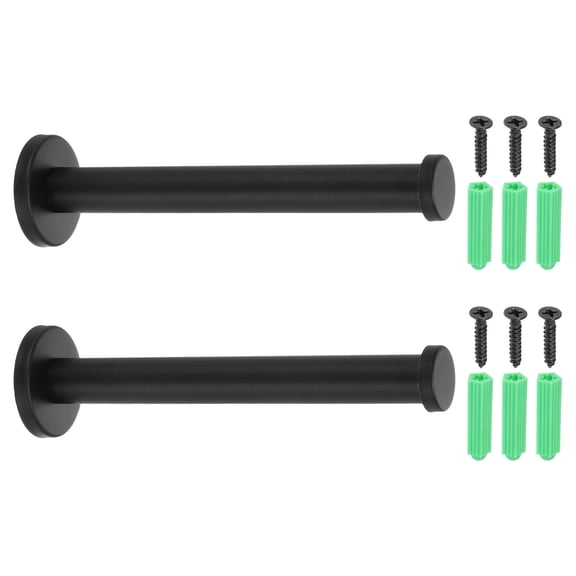 Uxcell 2 Pcs Stainless Steel Bathroom Towel Hooks, 6x0.7 Inch Heavy Duty Robe Coat Hooks Round Wall Mounted Hook with Screws for Bedroom Kitchen Closet Cabinet, Black