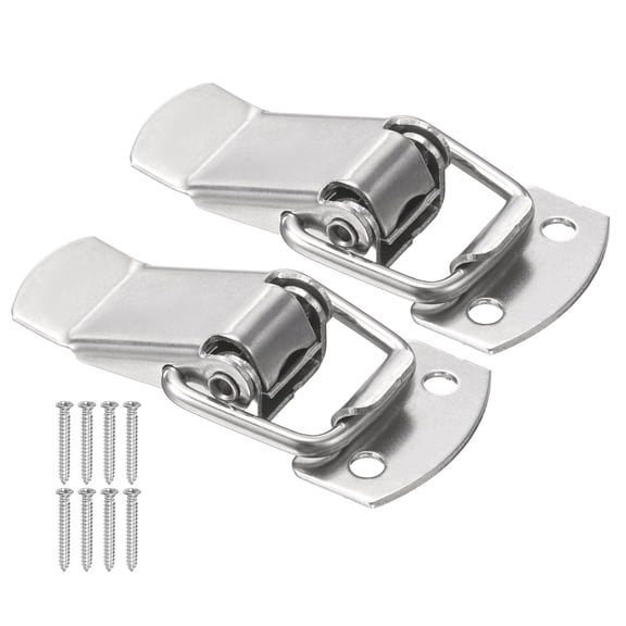 Uxcell 2 Pcs Stainless Steel Spring Loaded Toggle Latch, 1.5" Tool Box Catch Hasp Clamp Lock with Mounting Screw