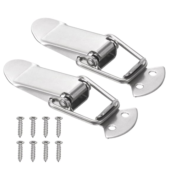 Uxcell 2 Pcs Stainless Steel Spring Loaded Toggle Latch, 3" Tool Box Catch Hasp Clamp Lock with Mounting Screw