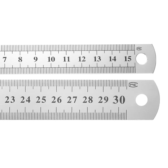 Uxcell 2 Pcs Steel Ruler 6"/12" Carbon Steel Machinist Metal Ruler 0.4 mm Thick