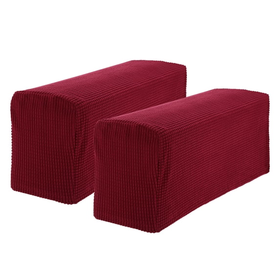 Uxcell 2 Pcs Stretch Couch Arm Covers, Sofas Armchair Covers Anti-Slip, Furniture Protector Slipcovers with Hook & Loop Tape for Recliner Sofa Armchairs Chairs Armrest, Red