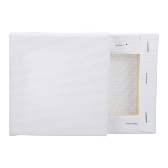 Uxcell 2 Pcs Stretched Canvas, 4x4" Artist Boards 9/13" Profile Cotton Panels,White