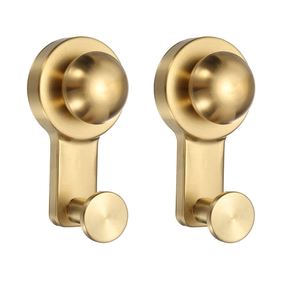 Uxcell 2 Pcs Suction Cup Hook for Inside Shower, Stainless Steel Bath Robe Hanger No Drill Round Towel Hooks Removable and Reusable for Bathroom Kitchen Glass Window Mirror, Gold