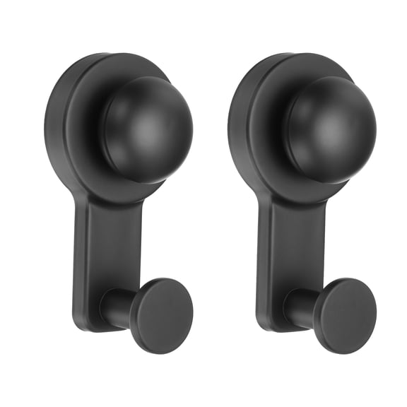 Uxcell 2 Pcs Suction Cup Hook for Inside Shower, Stainless Steel Bath Robe Hanger No Drill Round Towel Hooks Removable and Reusable for Bathroom Kitchen Glass Window Mirror, Black