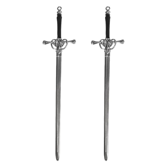 Uxcell 2 Pcs Sword Bookmark, Fantasy Sword Hair Pin Sticks Vintage Metal Book Marks Bookmark Tassels with Black Handle for Journal Planner Book Lovers Reader Birthday Gifts, Black