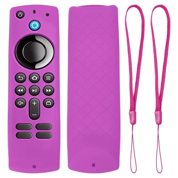 Uxcell 2 Pcs TV Remote Cover, 150x40x15mm Silicone Remote Control Cover with Lanyard Anti Fall and Shock Absorbing Full Body Protective Case for TV Controller, Purple