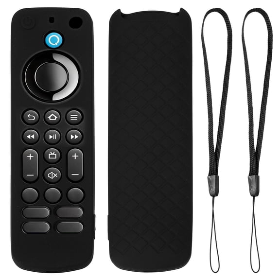 Uxcell 2 Pcs TV Remote Cover, 151x42x15mm Silicone Remote Control Cover with Lanyard Anti Fall and Shock Absorbing Full Body Protective Case for TV Controller, Black