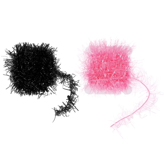 Uxcell 2 Pcs Tinsel Chenille Line, Crystal Flash Fishing Line 2m/6.5ft Fishing Thread Fly Fish Material Fly Tying Supplies Fish Tools for DIY Lure Fish Binding Flies, Pink/Black