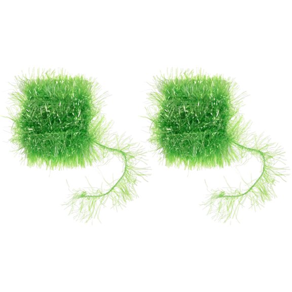 Uxcell 2 Pcs Tinsel Chenille Line, Crystal Flash Fishing Line 2m/6.5ft Fishing Thread Fly Fish Material Fly Tying Supplies Fish Tools for DIY Lure Fish Binding Flies, Green