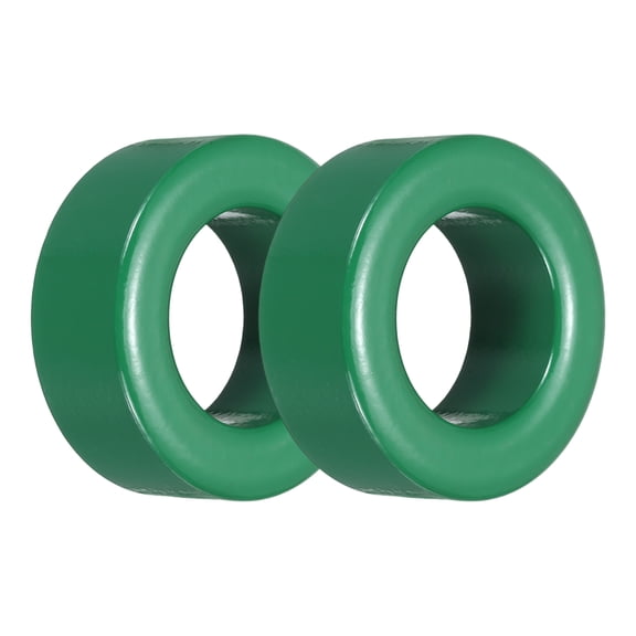 Uxcell 2 Pcs Toroid Ferrite Core RFI EMI Noise Suppression Cable Clip ID 38mm 1.5inch Manganese-Zinc Ferrite for Electronic Devices, Industry, Green