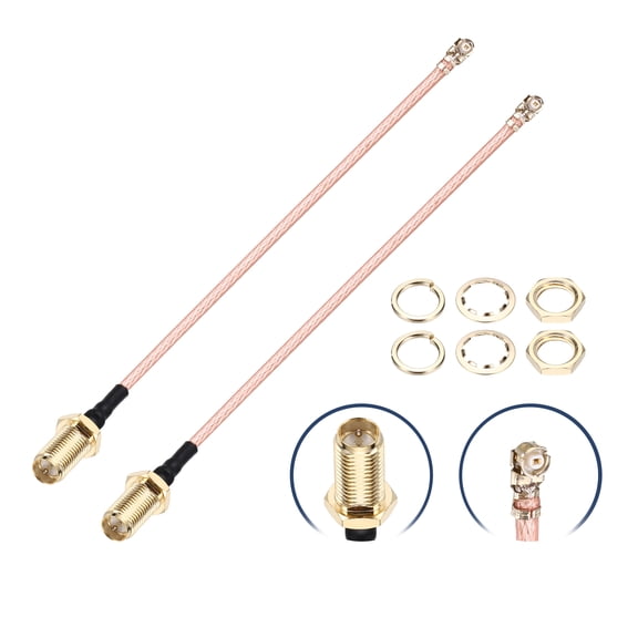 Uxcell 2 Pcs U.F.L1 to RP-SMA Femalee Coax Cable, 2''/5cm RP-SMA Female to IPX MHF1 RG178 Coaxial Cable with Washers and Nuts for Wireless Routers Antenna Mini PCI Wi-Fi Radios