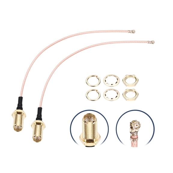 Uxcell 2 Pcs U.F.L1 to RP-SMA Femalee Coax Cable, 6''/15cm RP-SMA Female to IPX MHF1 RG178 Coaxial Cable with Washers and Nuts for Wireless Routers Antenna Mini PCI Wi-Fi Radios