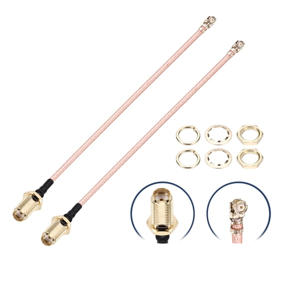 Uxcell 2 Pcs U.F.L1 to SMA Femalee Coax Cable, 2''/5cm SMA Female to IPX MHF1 RG178 Coaxial Cable with Washers and Nuts for Wireless Routers Antenna Mini PCI Wi-Fi Radios