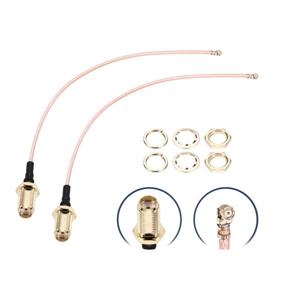 Uxcell 2 Pcs U.F.L1 to SMA Femalee Coax Cable, 6''/15cm SMA Female to IPX MHF1 RG178 Coaxial Cable with Washers and Nuts for Wireless Routers Antenna Mini PCI Wi-Fi Radios