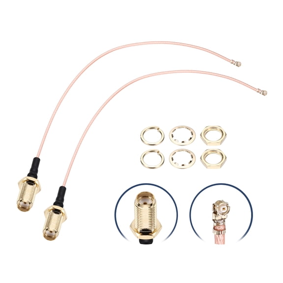 Uxcell 2 Pcs U.F.L1 to SMA Femalee Coax Cable, 8''/20cm SMA Female to IPX MHF1 RG178 Coaxial Cable with Washers and Nuts for Wireless Routers Antenna Mini PCI Wi-Fi Radios