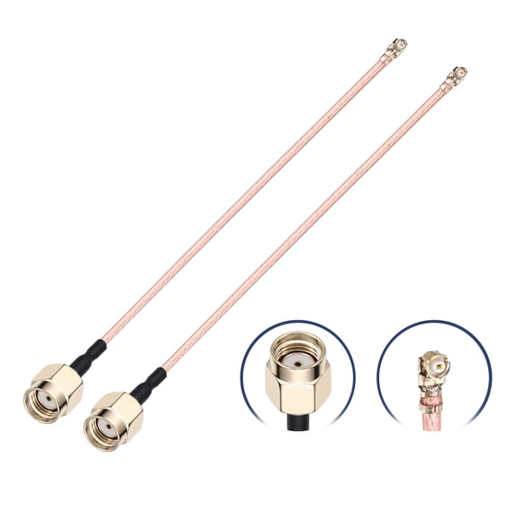 Uxcell 2 Pcs U.F.L1 to RP-SMA Male Coax Cable, 4''/10cm SMA Male to IPX MHF1 RG178 Coaxial Cable for Wireless Routers Antenna Mini PCI Wi-Fi Radios