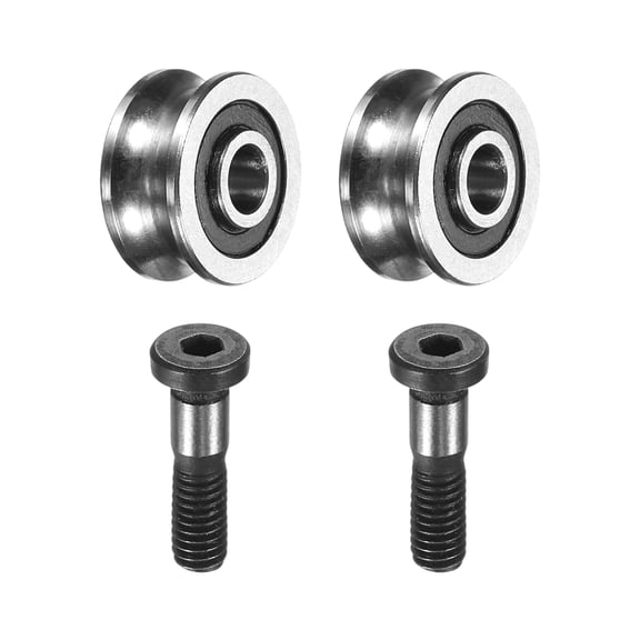Uxcell 2 Pcs U Groove Bearings, 4x13x6mm Rail Ball Bearings Groove Guide Pulley Bearing Steel Replacement for Rail Track Linear Motion System Printing Project ABEC1